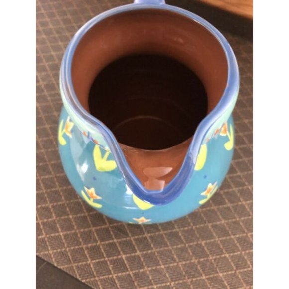 Sarah Mann Granada Pitcher Jug 8” Spring Floral Tulips Ceramic Decanter - Picture 4 of 8